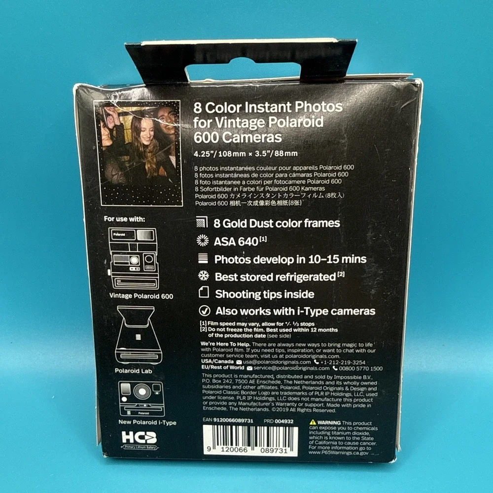 NEW Polaroid Originals Color 600 Instant Film- Gold Dust Edition 07/19 Prod
